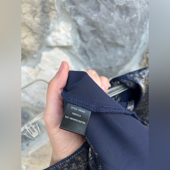 Current Air LA Blouse Size M Whimsigoth Dark Fairy Top Witchy Navy Metallic Blue - Picture 4 of 5